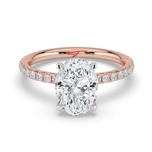 The Phoenix Ring - Oval Solitaire with Hidden Halo & Pavé Band