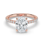 The Phoenix Ring — Oval Solitaire with Hidden Halo & Pavé Band Lab-Grown Diamond Engagement Ring in Rose Gold | The Jewel Concierge