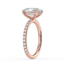 The Phoenix Ring - Oval Solitaire with Hidden Halo & Pavé Band