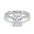 The Phoenix Ring - Oval Solitaire with Hidden Halo & Pavé Band
