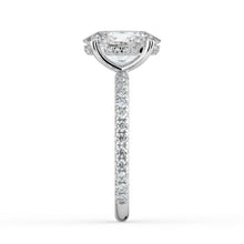 The Phoenix Ring - Oval Solitaire with Hidden Halo & Pavé Band