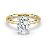 The Celeste Ring — 2.51 ct. Oval Solitaire with Hidden Halo Lab-Grown Diamond Engagement Ring in Two-Tone Yellow and White Gold | The Jewel Concierge