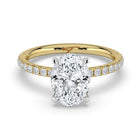 The Phoenix Ring — Oval Solitaire with Hidden Halo & Pavé Band Lab-Grown Diamond Engagement Ring in Two-Tone Yellow and White Gold | The Jewel Concierge