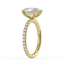 The Phoenix Ring - Oval Solitaire with Hidden Halo & Pavé Band