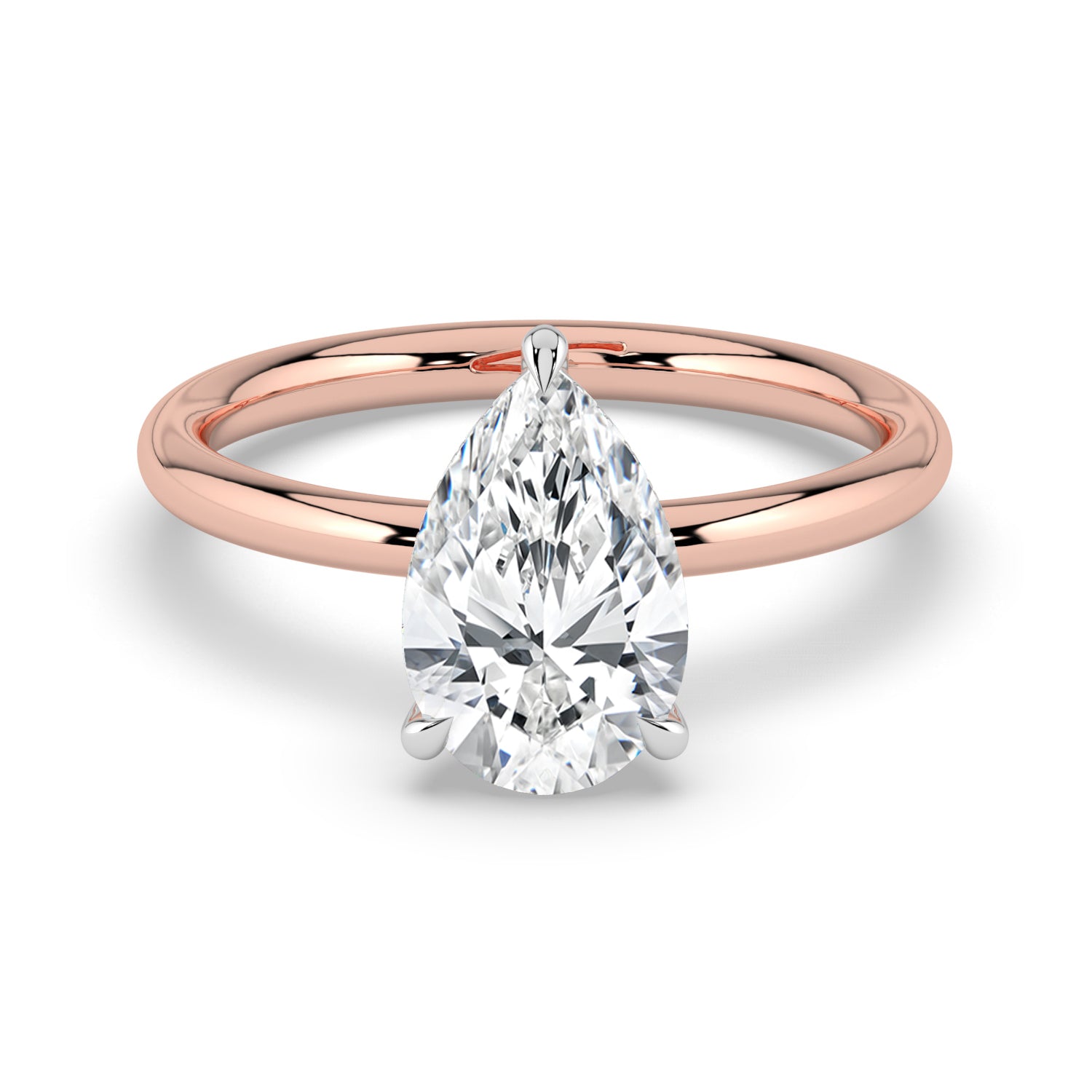 The Celeste Ring - Pear Solitaire with Hidden Halo