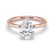 The Celeste Ring — Pear Solitaire with Hidden Halo Lab-Grown Diamond Engagement Ring in Two-Tone Rose and White Gold | The Jewel Concierge