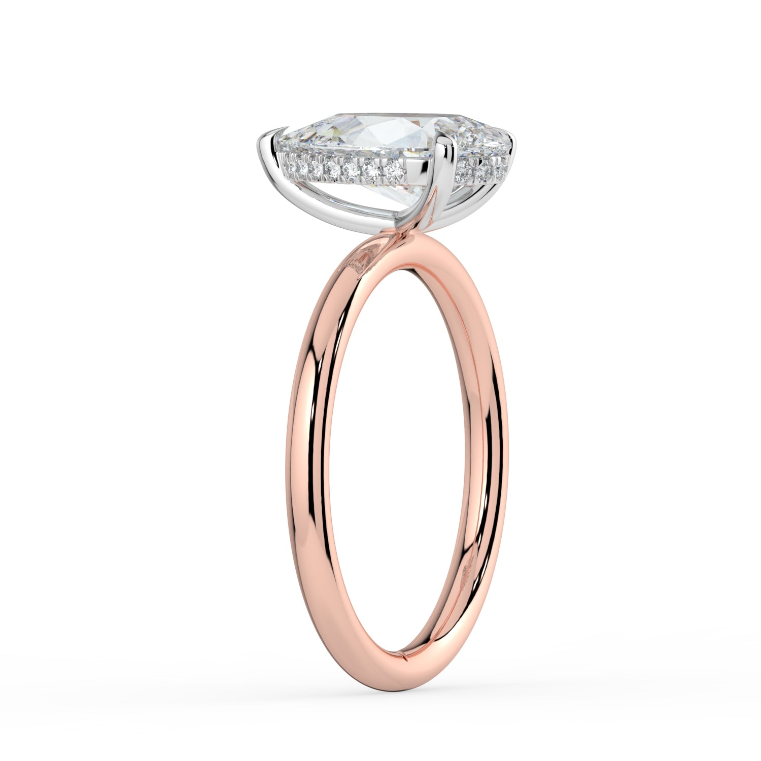 The Celeste Ring - Pear Solitaire with Hidden Halo