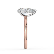 The Celeste Ring — Pear Solitaire with Hidden Halo Lab-Grown Diamond Engagement Ring in Two-Tone Rose and White Gold | The Jewel Concierge