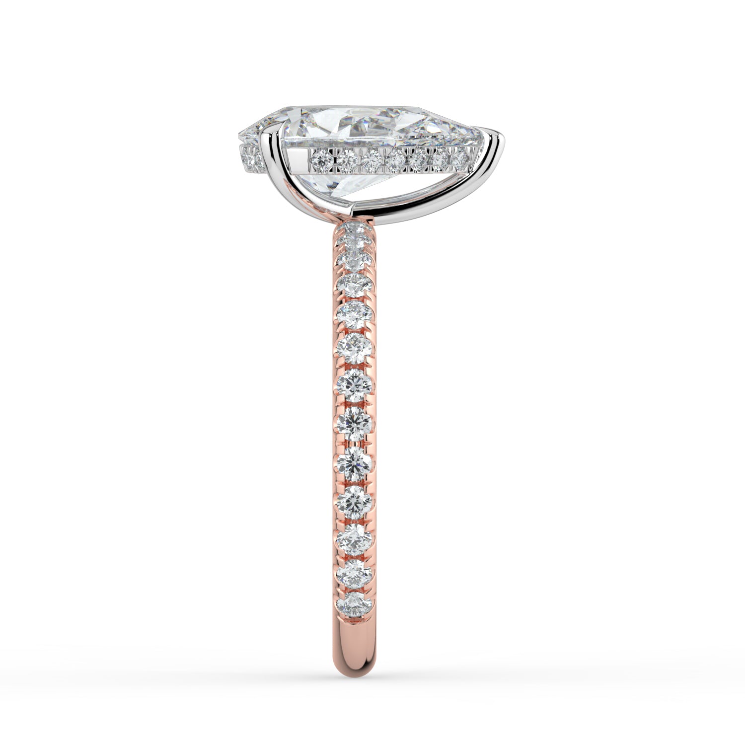 The Phoenix Ring - Pear Solitaire with Hidden Halo & Pavé Band