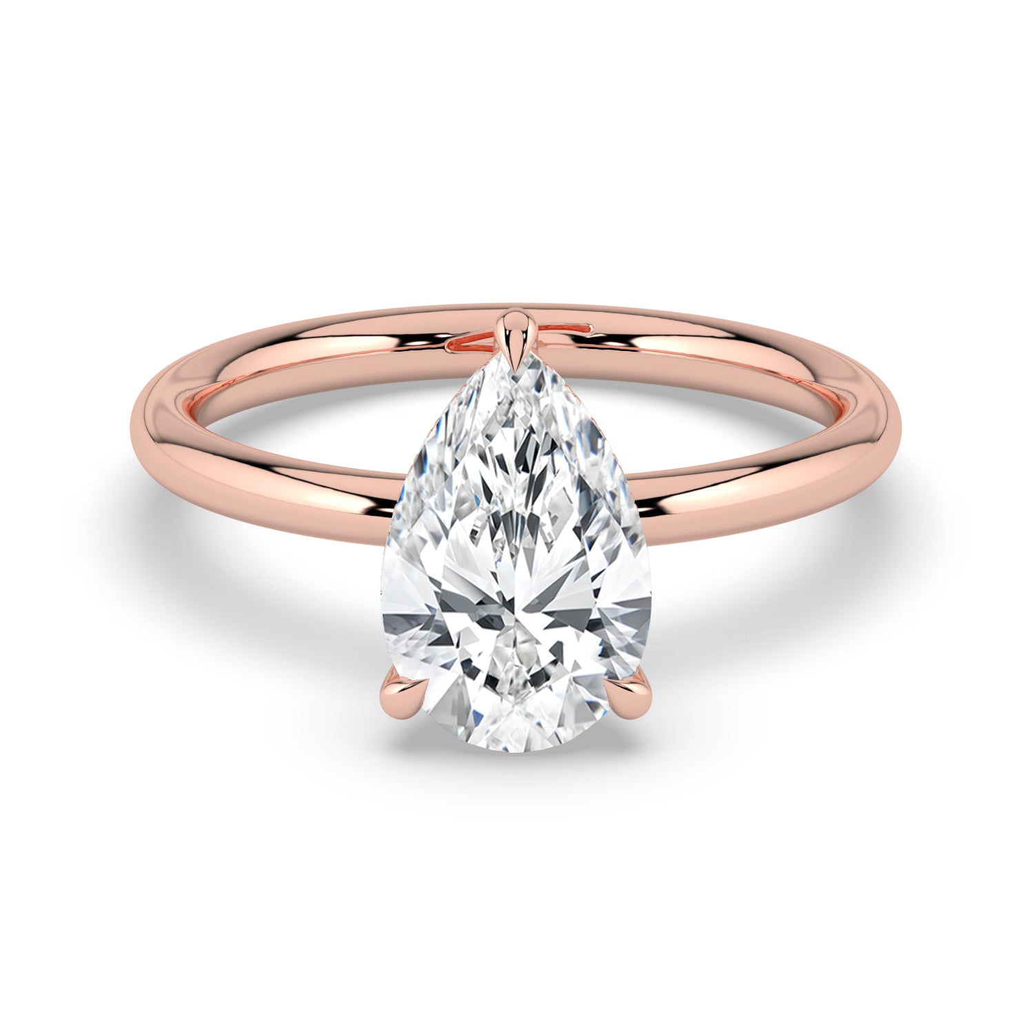 The Celeste Ring - Pear Solitaire with Hidden Halo