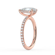 The Phoenix Ring — Pear Solitaire with Hidden Halo & Pavé Band Lab-Grown Diamond Engagement Ring in Rose Gold | The Jewel Concierge