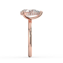 The Celeste Ring - Pear Solitaire with Hidden Halo