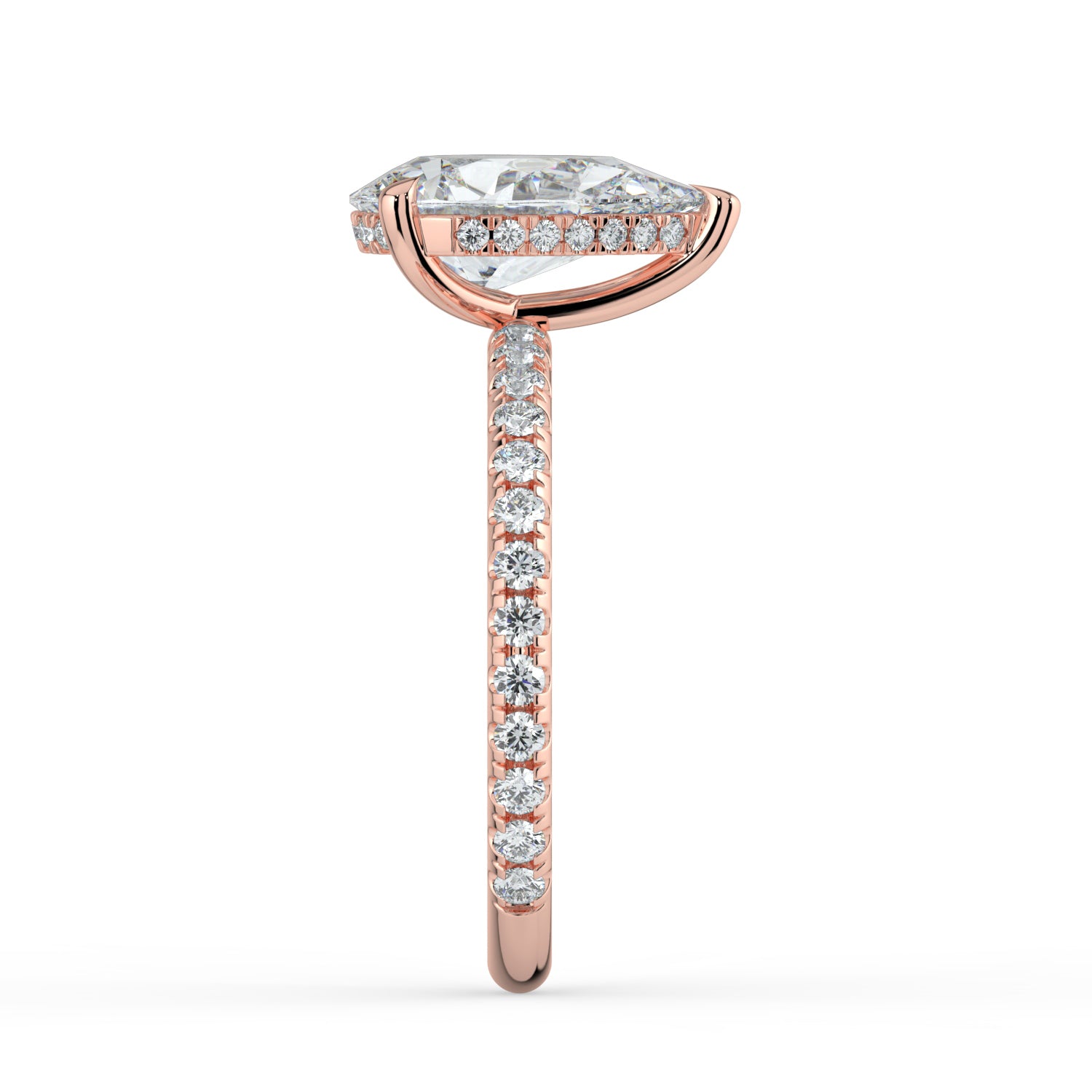 The Phoenix Ring - Pear Solitaire with Hidden Halo & Pavé Band