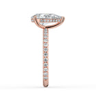 The Phoenix Ring — Pear Solitaire with Hidden Halo & Pavé Band Lab-Grown Diamond Engagement Ring in Rose Gold | The Jewel Concierge