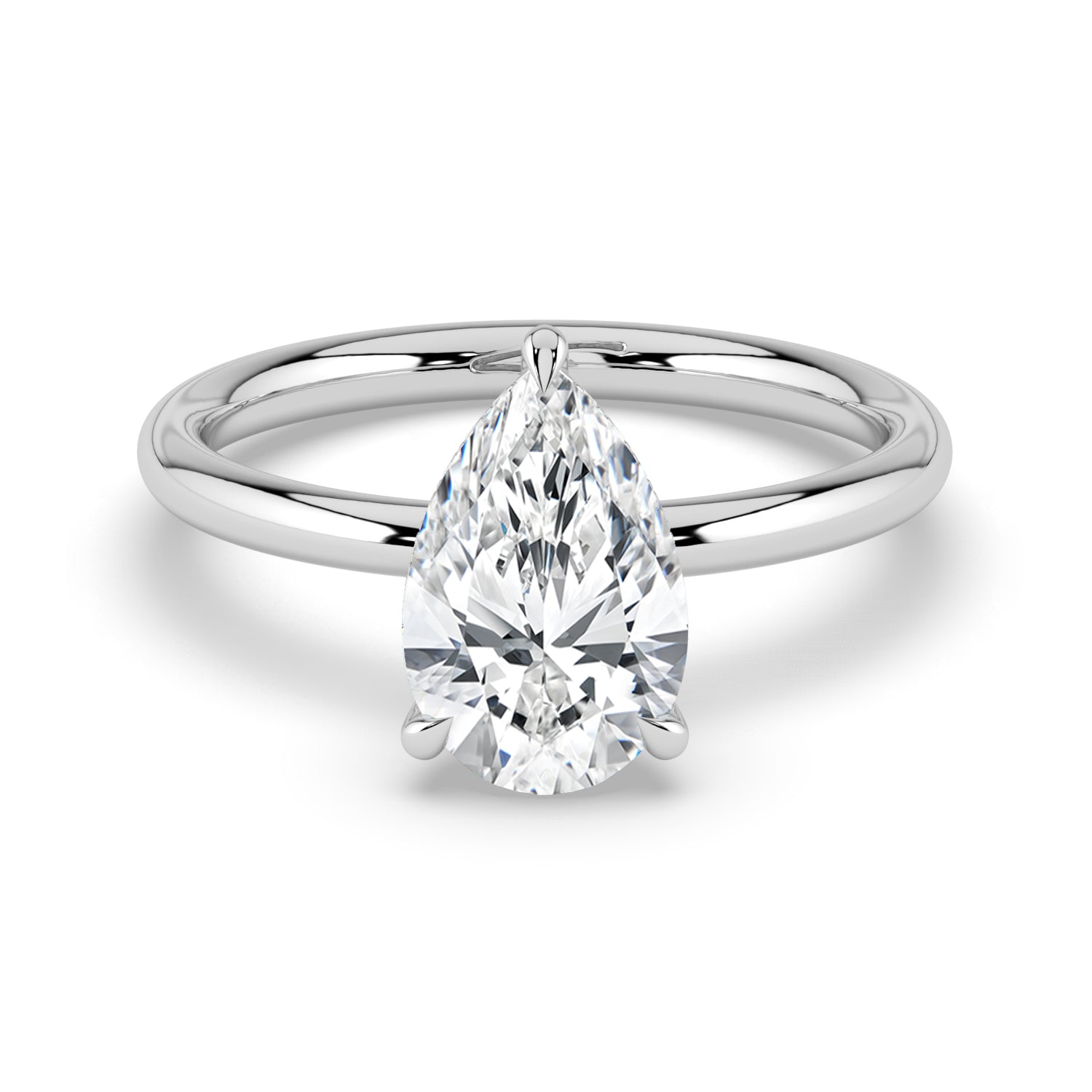 The Celeste Ring - Pear Solitaire with Hidden Halo