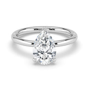 The Celeste Ring — Pear Solitaire with Hidden Halo Lab-Grown Diamond Engagement Ring in White Gold | The Jewel Concierge