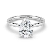 The Celeste Ring - Pear Solitaire with Hidden Halo