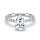 The Phoenix Ring — Pear Solitaire with Hidden Halo & Pavé Band Lab-Grown Diamond Engagement Ring in White Gold | The Jewel Concierge