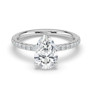 The Phoenix Ring — Pear Solitaire with Hidden Halo & Pavé Band Lab-Grown Diamond Engagement Ring in White Gold | The Jewel Concierge
