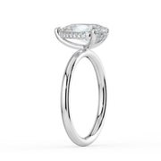 The Celeste Ring — Pear Solitaire with Hidden Halo Lab-Grown Diamond Engagement Ring in White Gold | The Jewel Concierge
