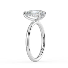 The Celeste Ring - Pear Solitaire with Hidden Halo