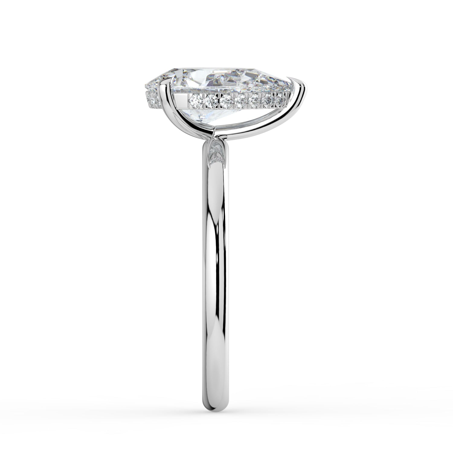 The Celeste Ring - Pear Solitaire with Hidden Halo