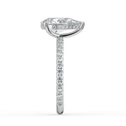 The Phoenix Ring — Pear Solitaire with Hidden Halo & Pavé Band Lab-Grown Diamond Engagement Ring in White Gold | The Jewel Concierge