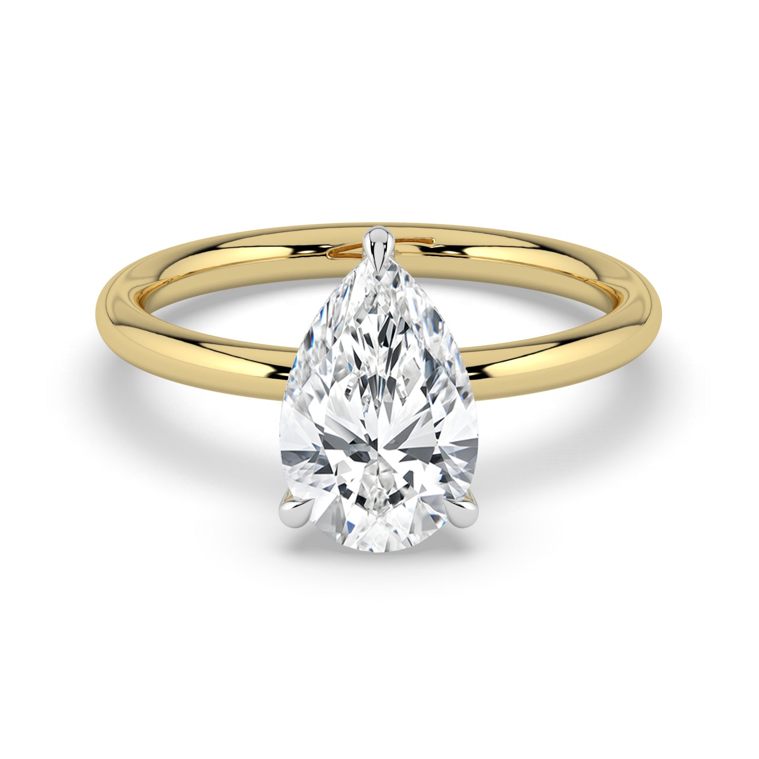 The Celeste Ring - Pear Solitaire with Hidden Halo