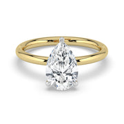 The Celeste Ring — Pear Solitaire with Hidden Halo Lab-Grown Diamond Engagement Ring in Two-Tone Yellow and White Gold | The Jewel Concierge