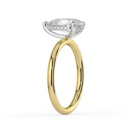 The Celeste Ring — Pear Solitaire with Hidden Halo Lab-Grown Diamond Engagement Ring in Two-Tone Yellow and White Gold | The Jewel Concierge