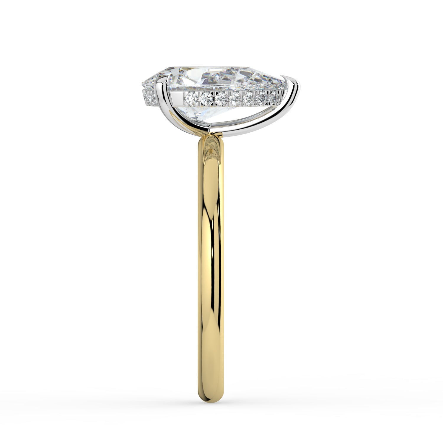 The Celeste Ring - Pear Solitaire with Hidden Halo