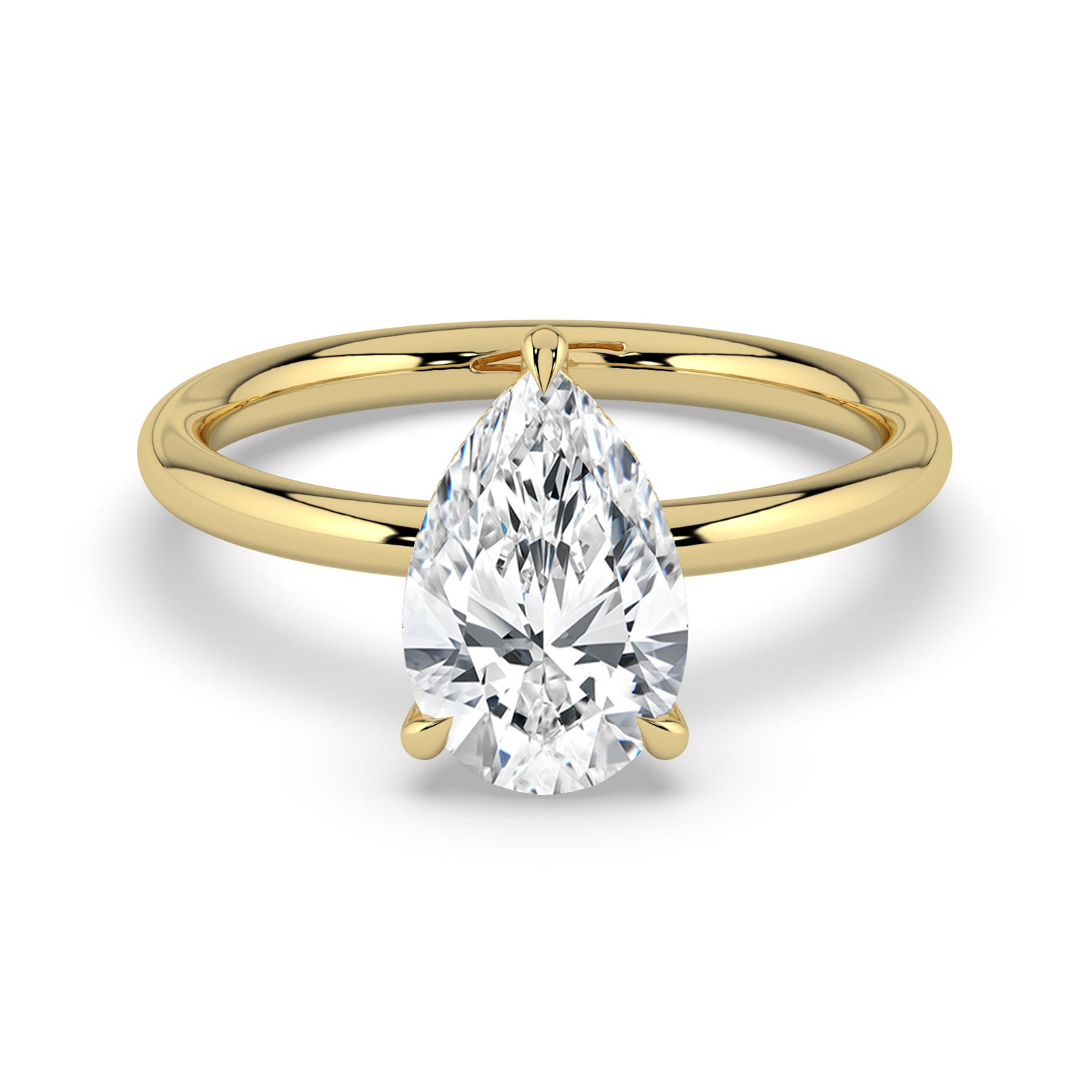 The Celeste Ring - Pear Solitaire with Hidden Halo