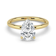 The Celeste Ring — Pear Solitaire with Hidden Halo Lab-Grown Diamond Engagement Ring in Yellow Gold | The Jewel Concierge