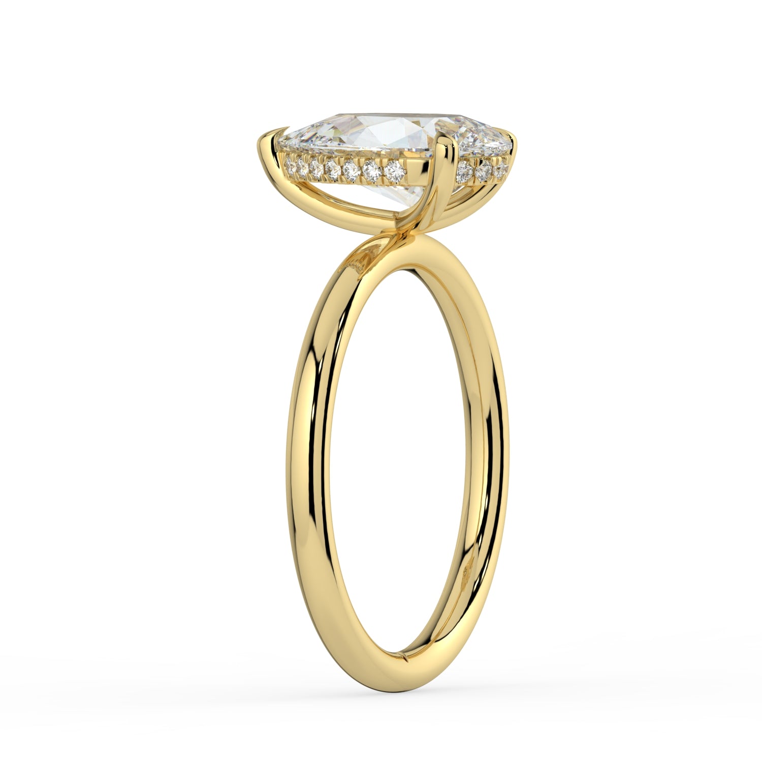 The Celeste Ring - Pear Solitaire with Hidden Halo