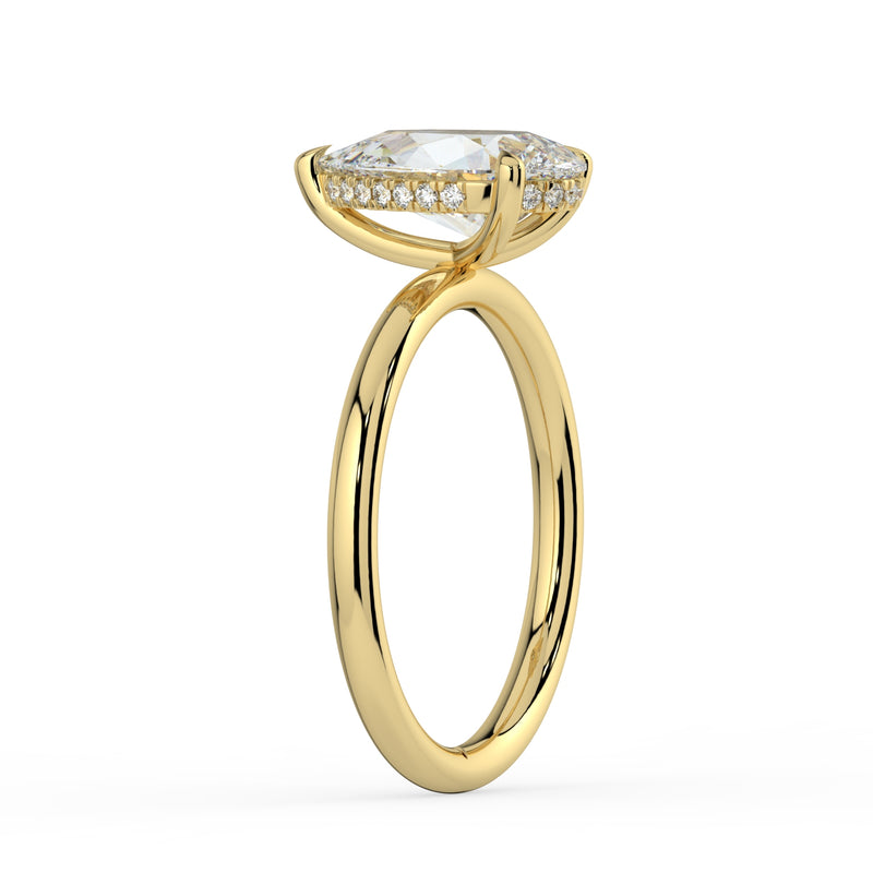 The Celeste Ring - Pear Solitaire with Hidden Halo