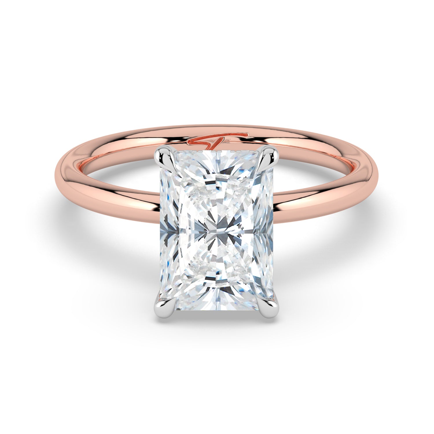 The Celeste Ring - Radiant Solitaire with Hidden Halo