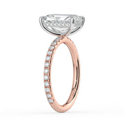 The Phoenix Ring — Radiant Solitaire with Hidden Halo & Pavé Band Lab-Grown Diamond Engagement Ring in Two-Tone Rose and White Gold | The Jewel Concierge
