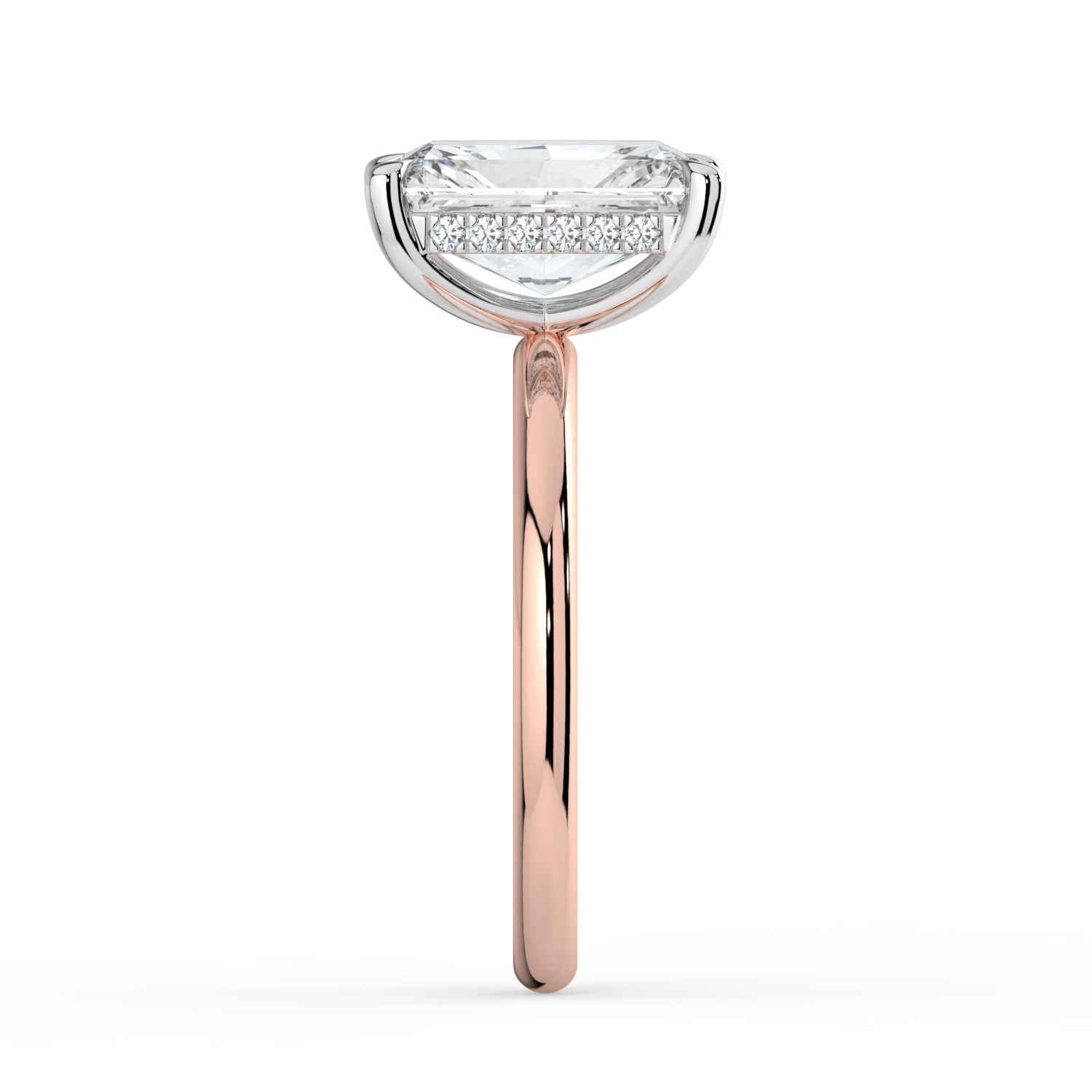 The Celeste Ring - Radiant Solitaire with Hidden Halo
