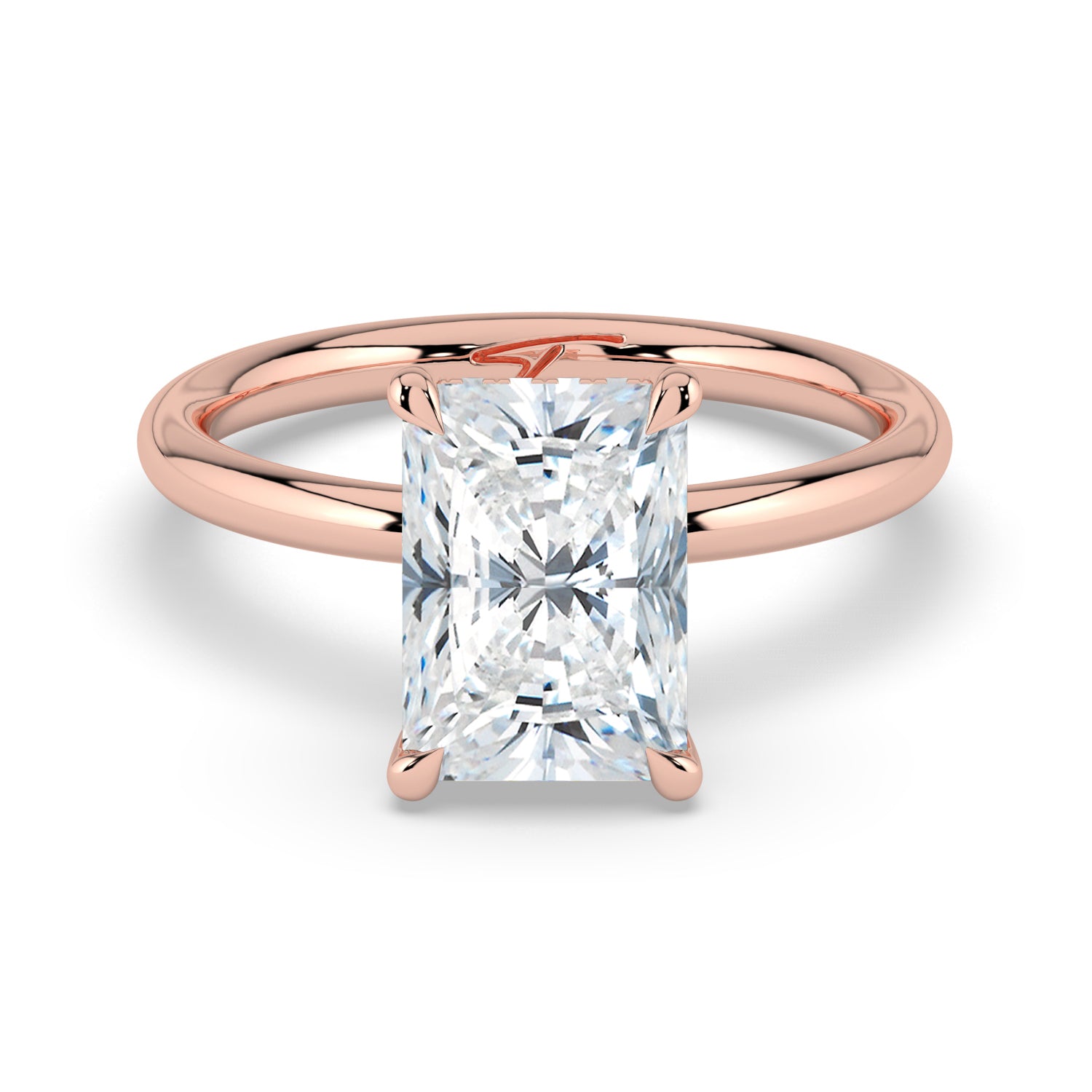 The Celeste Ring - Radiant Solitaire with Hidden Halo