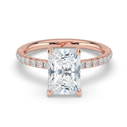 The Phoenix Ring – Radiant Solitaire with Hidden Halo & Pavé Band – The Jewel Concierge