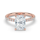 The Phoenix Ring — Radiant Solitaire with Hidden Halo & Pavé Band Lab-Grown Diamond Engagement Ring in Rose Gold | The Jewel Concierge