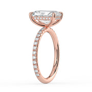 The Phoenix Ring – Radiant Solitaire with Hidden Halo & Pavé Band in 14K White Gold and Yellow Gold – The Jewel Concierge