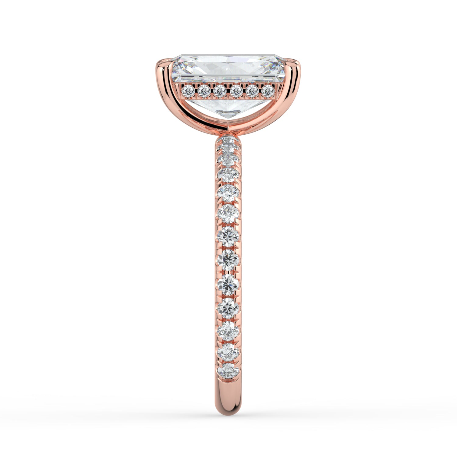 The Phoenix Ring - Radiant Solitaire with Hidden Halo & Pavé Band