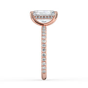 The Phoenix Ring – Radiant Solitaire with Hidden Halo & Pavé Band in 18K Rose Gold – The Jewel Concierge