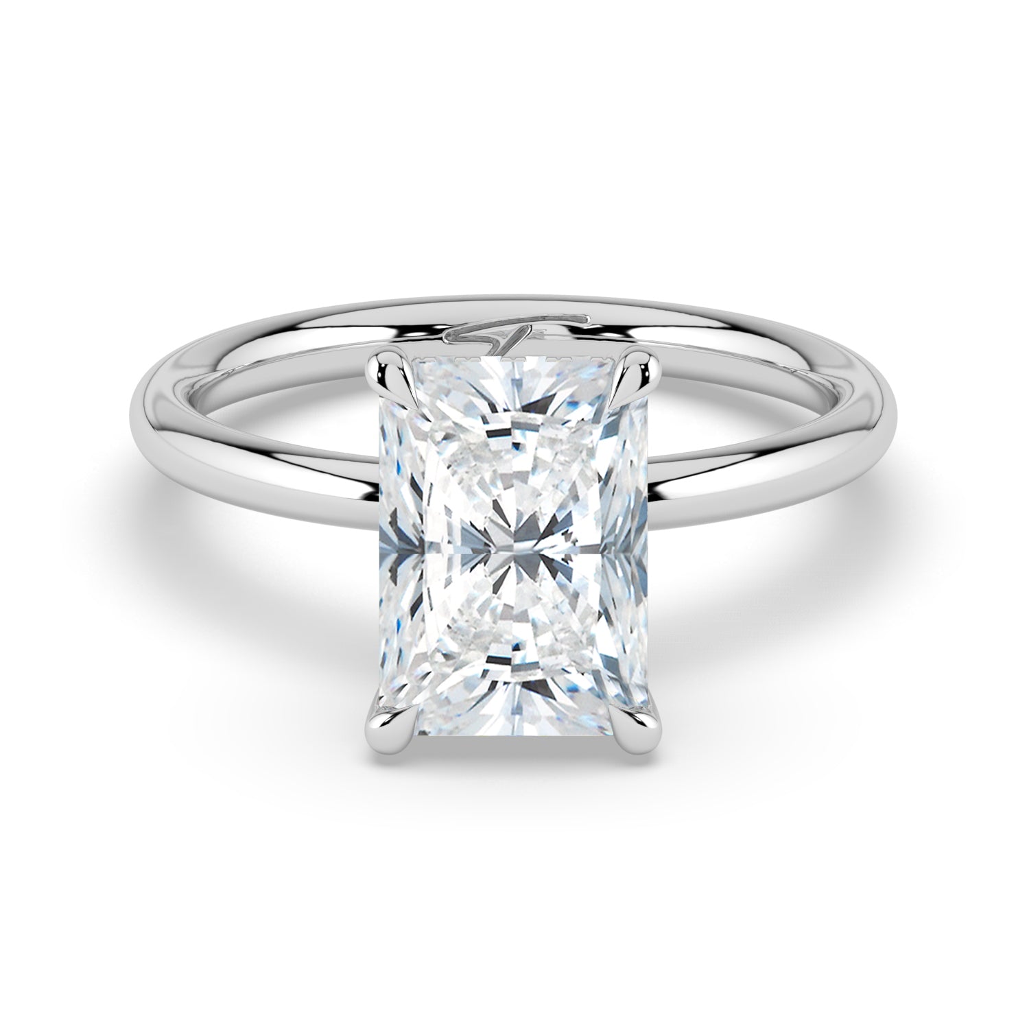 The Celeste Ring - Radiant Solitaire with Hidden Halo