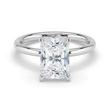 The Celeste Ring - Radiant Solitaire with Hidden Halo