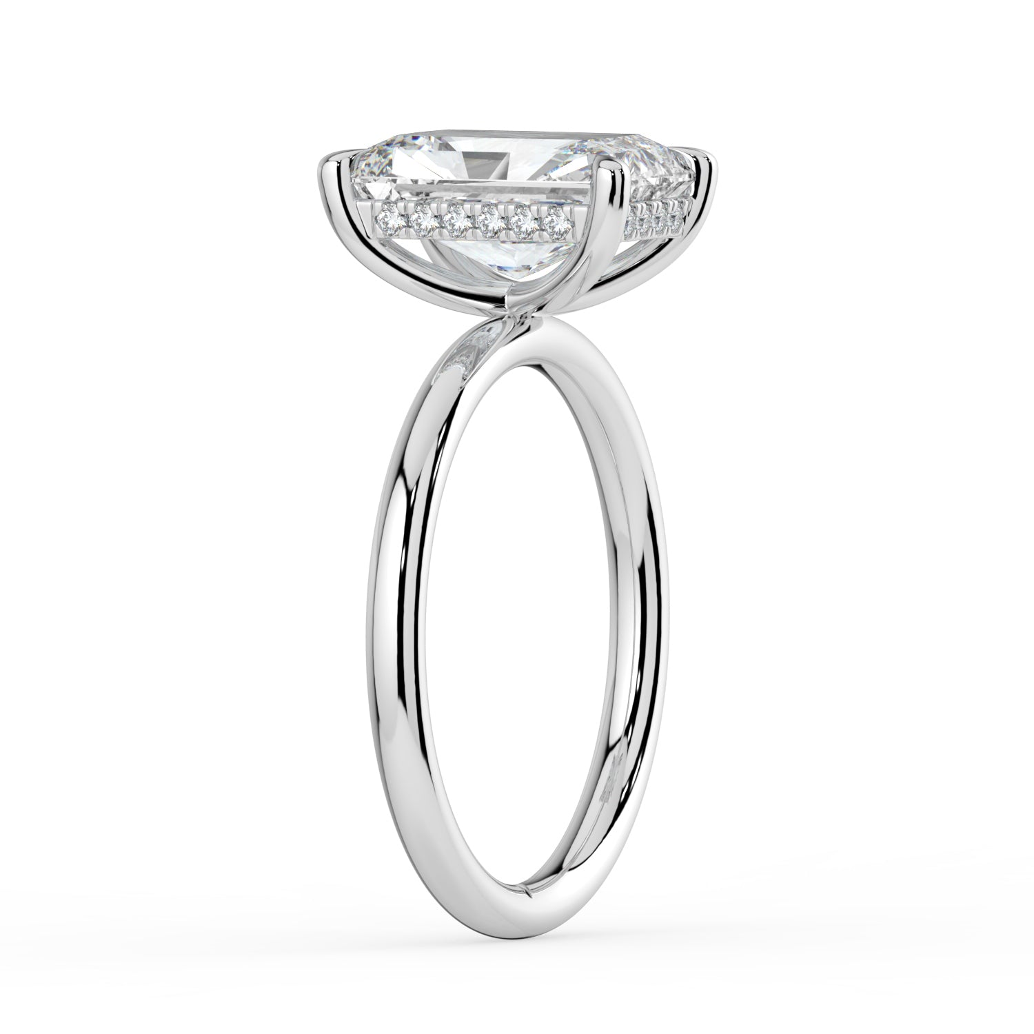 The Celeste Ring - Radiant Solitaire with Hidden Halo
