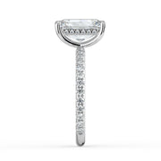The Phoenix Ring – Radiant Solitaire with Hidden Halo & Pavé Band in 18K White Gold – The Jewel Concierge