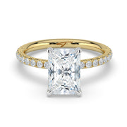 The Phoenix Ring – Radiant Solitaire with Hidden Halo & Pavé Band – The Jewel Concierge