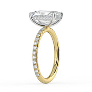 The Phoenix Ring – Radiant Solitaire with Hidden Halo & Pavé Band in 18K White Gold and Yellow Gold – The Jewel Concierge